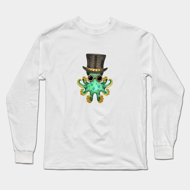 Steampunk Green Octopus Long Sleeve T-Shirt by jeffbartels